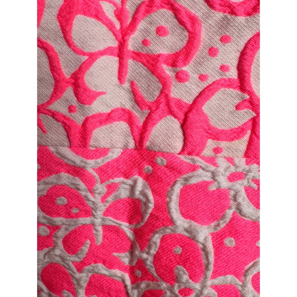 LILLY PULITZER Neon Pink White Floral Jacquard Fit and Flare Dress Size 4 Mini - Picture 12 of 12